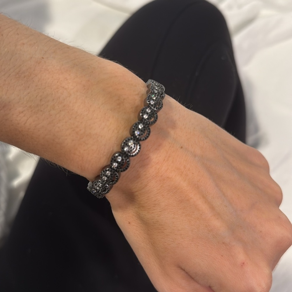 Lisa Gozlan Pave Happy Face Platinum Black Bracelet